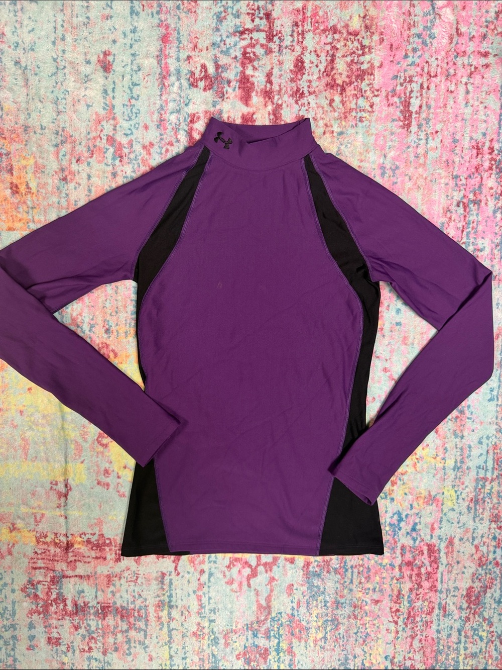 Under Armour Purple and Black Long-Sleeve Mock Neck Performance Top